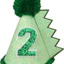 Dinosaur 2nd Birthday Hat Green Dino Theme First Party Decoartion Favors For Boy