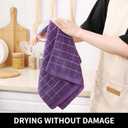 Homaxy Kitchen Towels and Dishcloths Set, 12 x 12 and 13 x 28 Inches, Set of 8 Bulk Cotton Terry Kitchen Towels Set, Checkered Designed, Soft and Super Absorbent Dish Towels, Purple
