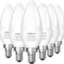 SHINESTAR E12 LED Candelabra Light Bulbs 40 Watt Equivalent, 5000K Daylight White 470 Lumen Chandelier Bulb, 6W B11 Candle Small Base Ceiling Fan Light Bulbs, Non-Dimmable, Pack of 6