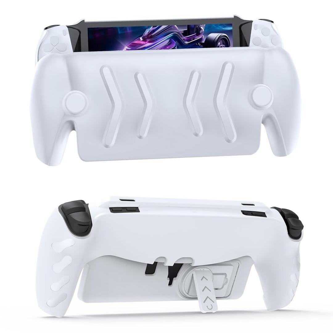 Full Protective Case Compatible with PlayStation Portal,PS5 Portal TPU Back Case with Adjustable Kickstand and Detachable Front Cover(White)