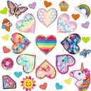 30Pcs Heart Shape Iron on Patches, Colorful Kids Iron on Knee Patches Fashion Girl Embroidered Patches Sew on Embroidered Applique DIY Accessory for Backpack Clothes Dress Pants Hats Jeans