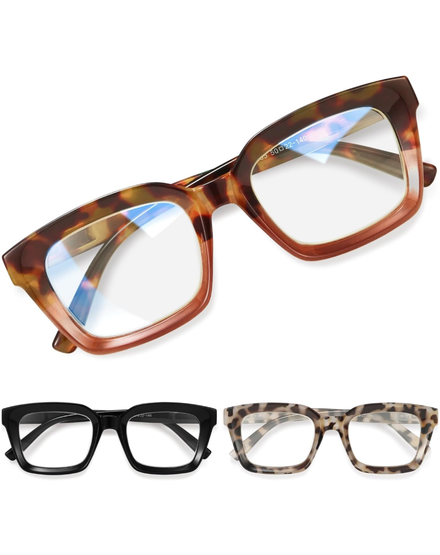 miyya Oprah Style Reading Glasses for Women, Cheaters Eyeglasses, Oversized Blue Light Readers, Fashion Eye Glasses
