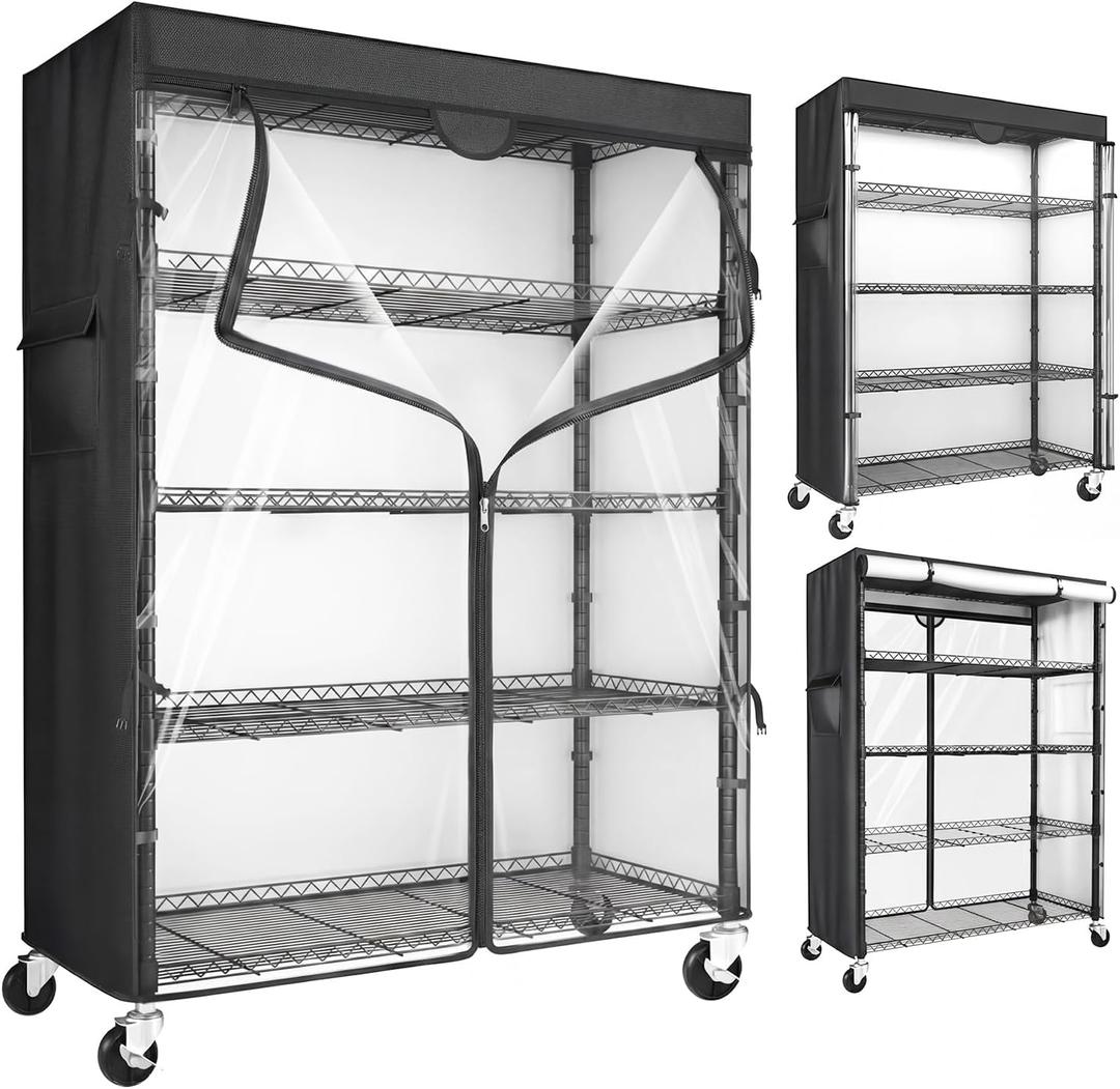 Wire Shelving Unit with 600D Oxford Cover, 36" W x 18" D x 72" H, 5-Tier Heavy Duty Rolling Shelf Rack on Wheels for Garage, Basement & Warehouse