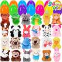 24 PCS Prefilled Easter Eggs with Mini Plush Animals Toys Easter Basket Stuffers/Fillers for Kids Toddlers Plastic Easter Eggs Stuffed Animals Gifts Eggs for Easter Egg Hunt Prizes, Party Favor