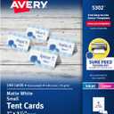 Avery Printable Tent Cards with Sure Feed Technology, 2" x 3.5", White, 160 Blank Place Cards for Laser or Inkjet Printers (5302)