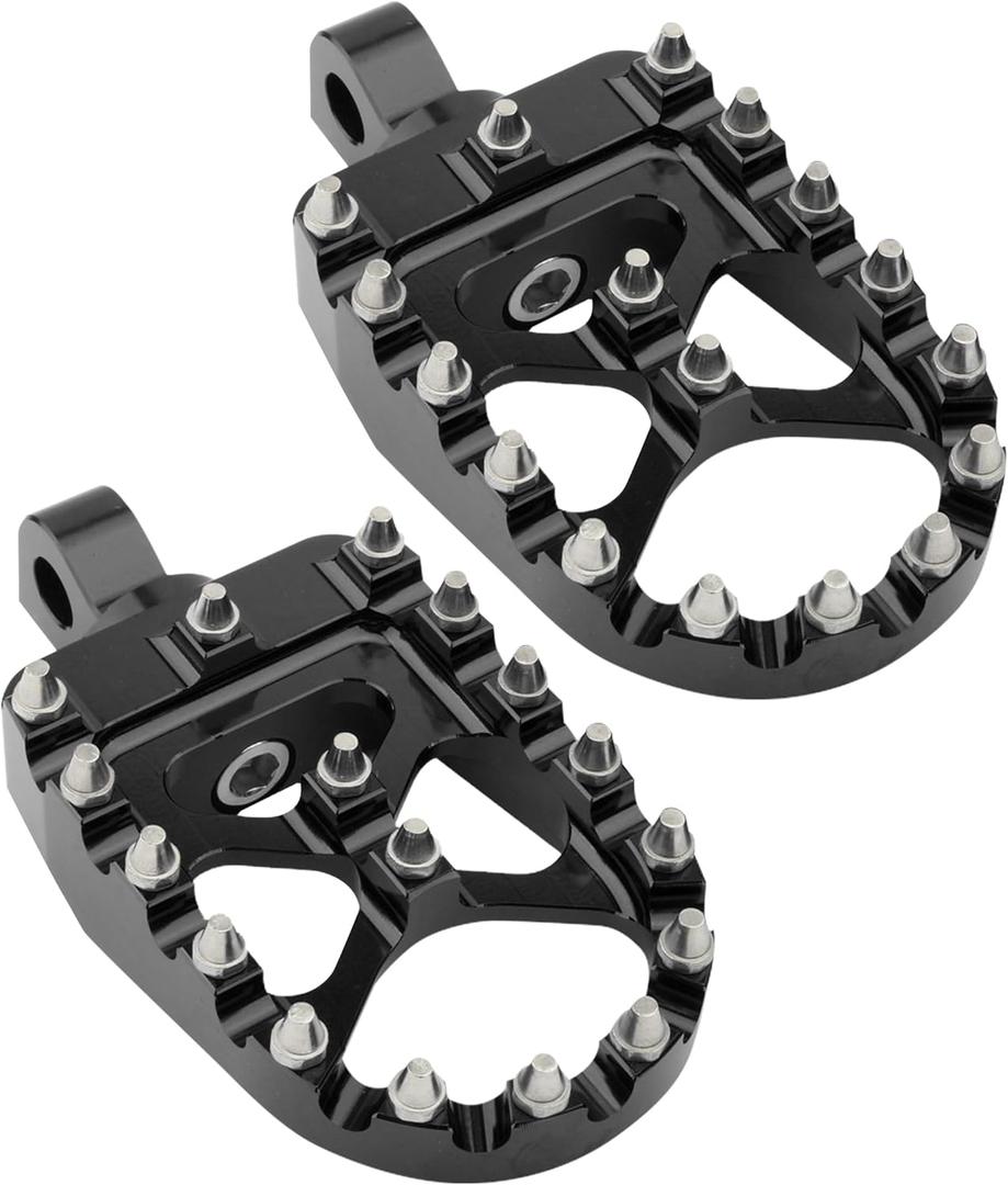 CNC Motorcycle Pegs - 360 Rotating, Wide, Compatible with Dyna Fatboy Sportster Iron 883 (Black)