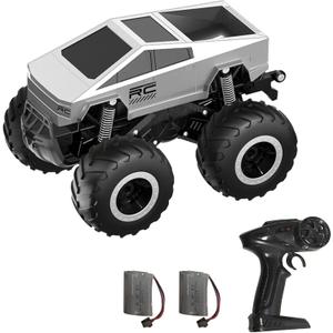 Cybertruck Remote Control Car, 1:16 Scale Waterproof Amphibious Off-Road Pick-up Truck, 2.4GHz 4WD All Terrain Monster Truck RC Cars with Headlights, 2 Batteries for Adults