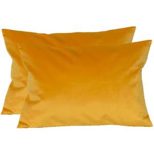 TangDepot Pack of 2 Solid Velvet Throw Pillow Covers, Super Luxury Soft Pillow Cases, Lumbar Pillow Shells, Pillowcases - (12x24 Inch 2 Pieces, Gold)