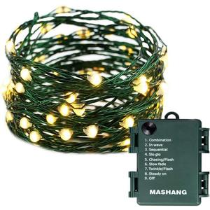 MASHANG Christmas Lights Battery String Lights 33FT 100 Micro LEDs Starry Lights Fairy Lights Firefly Lights with Dark Green Copper Wire for Christmas Tree, Wreath, DIY, Wedding, Holiday(Warm White)