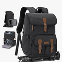 RAINSMORE Camera Bag Backpack for DSLR/SLR Mirrorless 15.6 Inch Laptop Camera Back Pack for Photographers Anti-Theft Photography Bags Case with Tripod Holder & Rain Cover, Black