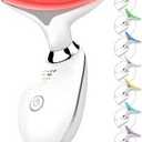 ELISHINE 7 Color Face and Neck Massager Light Therapy, Red Light Based Facial Massager for Skin Care, Smoothing, Firming (White)