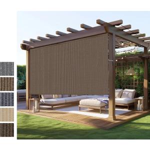 Outdoor Roller Shade,Patio Blinds Roll Up Shades Exterior Cordless Outdoor Blinds for Patio Porch Backyard Pergola Gazebo Deck,Exterior Sun Shades Privacy Screen Protect,UV Sun Block, 10ft Wide x 8 H