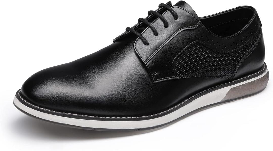 Bruno Marc Men's Casual Dress Sneaker Shoes, Business Formal Derby Plain Toe Oxfords Crossflex GentEdge, 9.5 Black