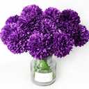 Tinsow 10Pcs Artificial Flowers Purple Faux Ball Chrysanthemum Bouquet Flowers Wedding Bouquet for Home Garden Party Wedding Decoration