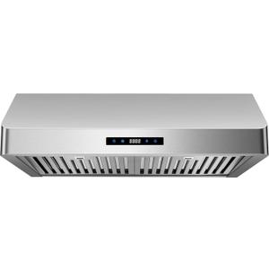 Under Cabinet Range Hood 30 inch, Kitchen Hood 900 CFM Stainless Steel with Touch Control,3 Speed Exhaust Fan,Time Setting, Dishwasher Safe Baffle Filters, Range Hoods Ductless Convertible Duct
