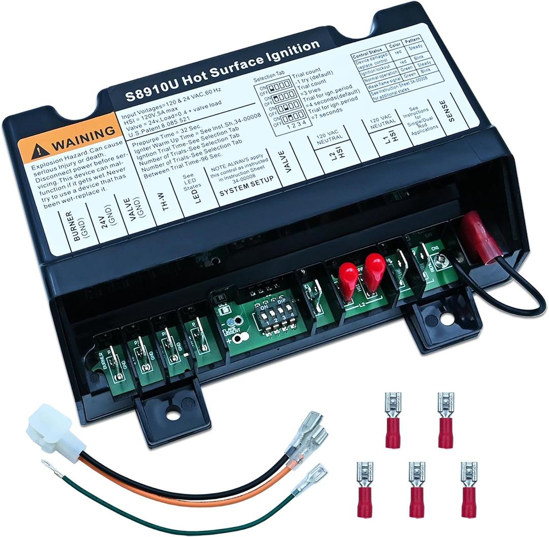 Upgraded S8910U3000 Universal Hot Surface Ignition HIS Control Module, Compatible with Honeywell S8910U3000