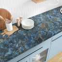 VEELIKE Thick Matte Blue Gold Marble Contact Contact Paper 24''x118'' Counter Top Peel and Stick Waterproof Blue Marble Wallpaper Removable Self Adhesive Countertop Vinyl Wrap for Kitchen Bathroom