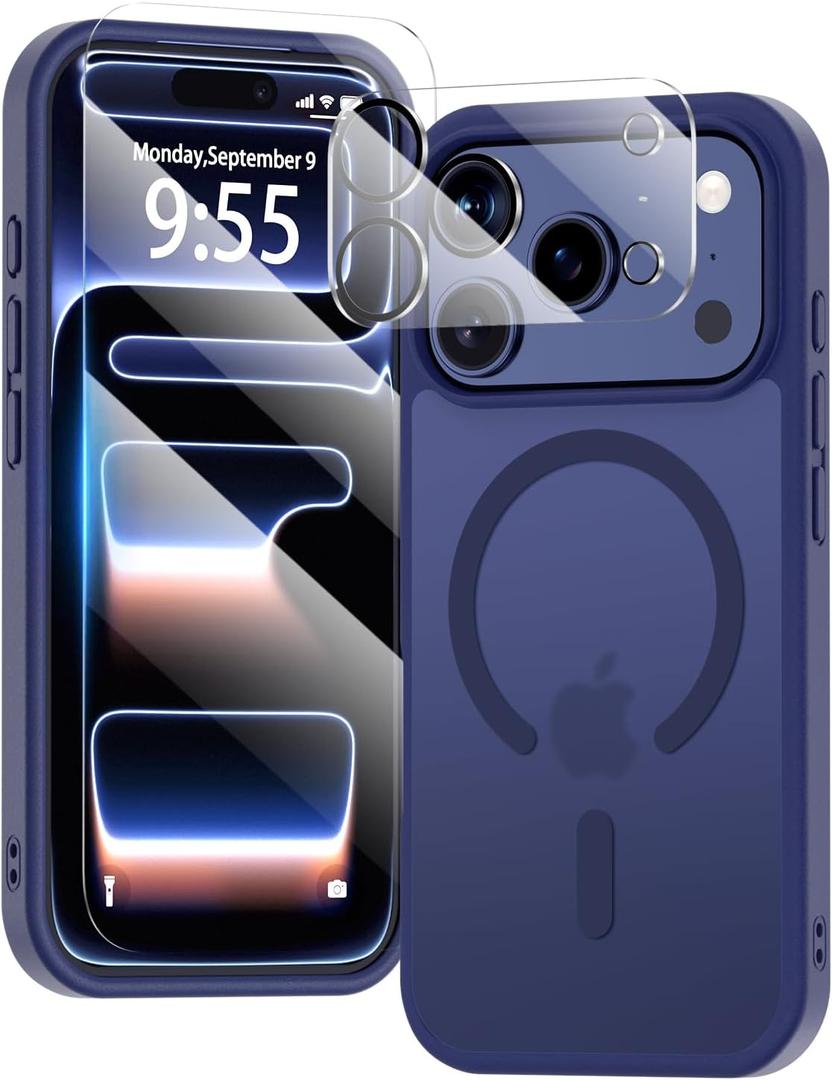 for iPhone 17 Pro Max 3-in-1 Case,Full Protection with Screen Protector & Camera Cover,Compatible with fit MagSafe,Shockproof Cover Phone case for iPhone 17 Pro max,Deep Blue