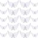 3D Plastic Angel Wings for Crafts Christmas Tree Ornaments White Feathers Costume Mini Wings Decor for DIY Crafts Accessories Christmas Party Favor Decor(24 Pieces, 3.3 Inch and 4.2 Inch)