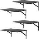 Deep Floating Wall Shelves  4 Sets of 12 Inch Wide Black Wood Shelves for Bathroom, Bedroom, Kitchen, Living Room