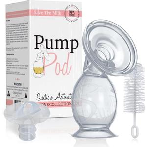 Save The Milk Silicone Manual Breast Pump + Lid + Cleaning Brush | Smaller 24mm Flange Size for Pain-Free Nipple Suction (Customisable) | 4.5 fl oz / 133 ml | BPA-Free, Food-Grade Silicone (24 Mm)