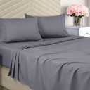 Bedding King  Brushed Soft Bed Sheets for King Size Bed - Includes 1 Flat, & 2 Pillow Cases - Grey