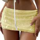 Floerns Women's Sequin Low Waist Mini Skorts Music Festival Night Out Skirt Shorts (Medium)