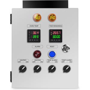 Control Panel for Powder Coating Oven (240V 50A), Precisely Control Temperature and Time with Dual-line PID Controller, Run Heating Element up 12000 Watt, Temperature Probe Withstand up to 900°F