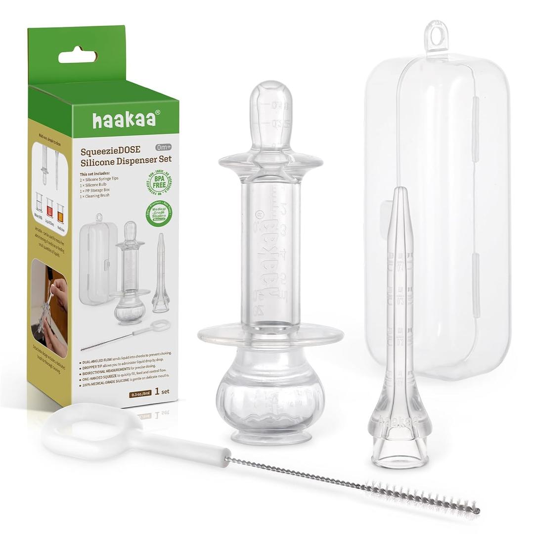 haakaa Baby Medicine Dispenser Set,Baby Essentials,Baby Medicine Syringe,Unique Silicone Ball Design,Medical-Grade Silicone,0 Months+