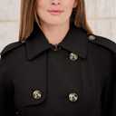 LONDON FOG womens Double-Breasted Long Trench Coat with Belt (X-Small, Black)