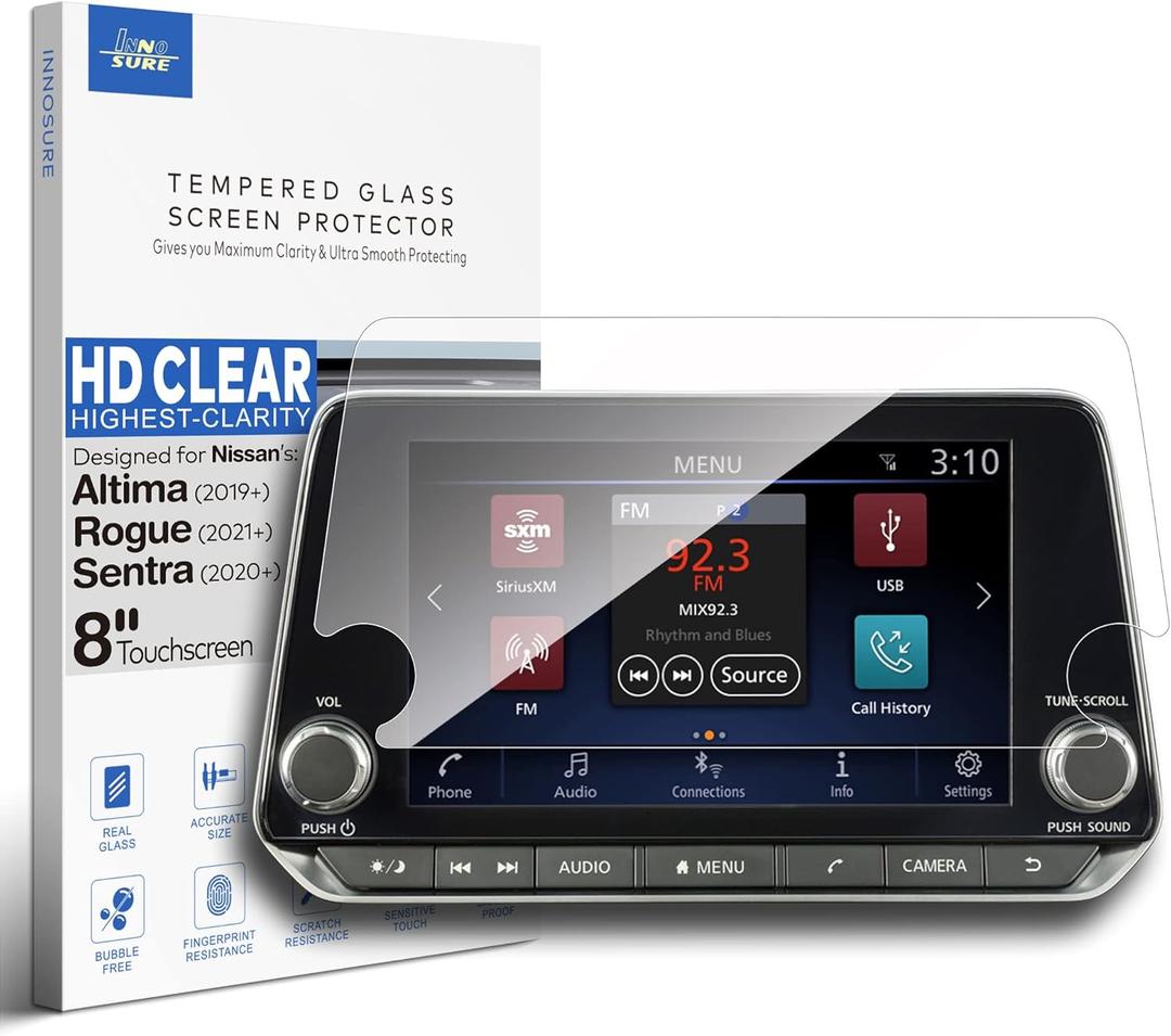 Tempered Glass Screen Protector for Nissan Altima S/SV/SR (2019-2025), Rogue S/SV (2021-2025), Sentra SV/SR (2020-2025) 8" Infotainment Touchscreen (HD Clear)