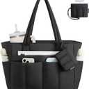 LOVEVOOK Puffer Tote Bag for Women Quilted Work Tote Handbags with Zipper 15.6 inch Teacher Nurse Bags for Office