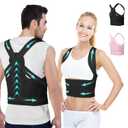 Posture Corrector for Women and Men,4 In 1 Adjustable Full Back Brace,Posture Braces Can Relieve Upper and Lower Back Pain, Shoulder Braces for Hunchback,Scoliosis, Lumbar Spine, Spine(Large Black)