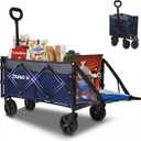 Compact Foldable Tailgate Wagon Cart with Wheels, 12 lb Lightweight Small Folding Utility Wagon for Garden, Grocery, Beach, Camping - Portable Cart (Blue)