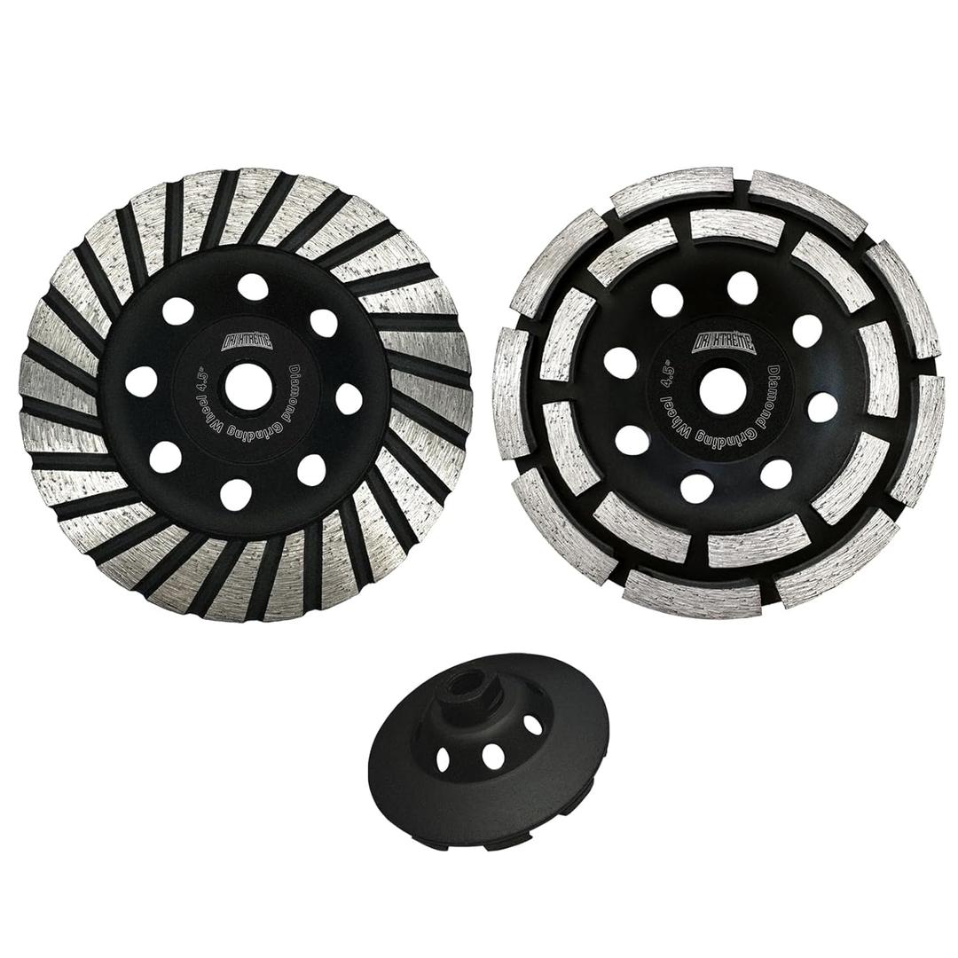 4 1/2 Inch Turbo & Double Row Diamond Cup Wheel 2pcs for Grinding and Cleaning Surface Stone Concrete Granite Marble Masonry Brick with 5/8-11 Threaded Angle Grinder Wheels Cup