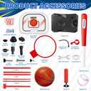 3-In-1 Kids Basketball Hoop and T Ball Set for Age 3-5 6-8, Adjustable Toddler Basketball Hoop, Hanging Tee Ball for Outdoor, Birthday Christmas Sport Toys Gift for Boys Girls 3 4 5 6 7 8 Year Olds