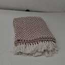 DII Modern Zig Zag Throw Blanket Woven Cotton, Hand-Knotted 2.5" Fringe, 50x60, Cinnamon