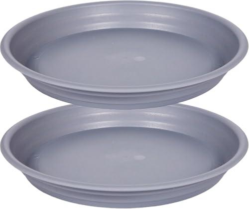 SAUCERHOME Plant Saucer 16 inch, 2 Pack 17 inch (16.8") Plastic Large Flower Planter Plant Pot Saucers and Drip Tray for Indoors Outdoors, Heavy Sturdy Durable Plant Plate Water Catcher (Gray)