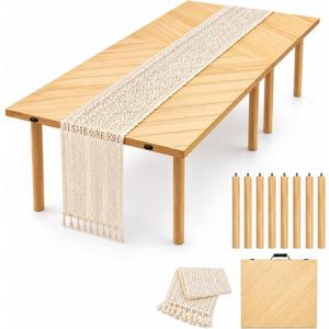Low Folding Picnic Table Wood, 30x60" 8 foots, Large Portable Picnic Table