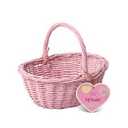 Pink Woven Oval Gift Basket, 9.6in × 7.7in × 8.9in
