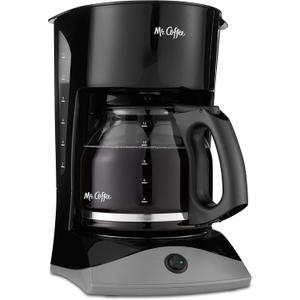 Mr. Coffee Black Coffee Maker, 12 Cups, with Auto Pause and Glass Carafe, Perfect for Home and Office Use, Black