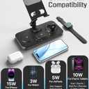 6 in 1 Charging Station for Apple Multiple Devices, Wireless Charging Station with Clock & 7 RGB Light, Foldable Wired Chargers for Multiple Devices for iPhone 17/16/15, iPad, Apple Watch, AirPods