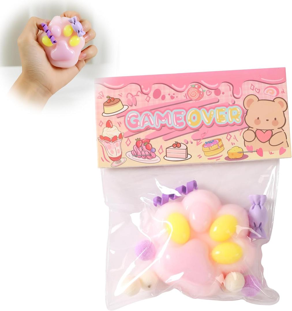 2 x Taba Squishy Cat Paw Squeeze Toys,Sensory Fidget Toy for Your Best Mellow and Chill,Party Favors, Birthday Gift, Squishy Toys for Adults (Taro Puree Purple)