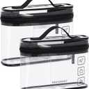 BAGSMART TSA Approved Toiletry Bag, 2 Pack Clear Makeup Cosmetic Bag Organizer, Quart Size Travel Bag for Toiletries, Carry-on Travel Accessories Essentials, Black-2pcs