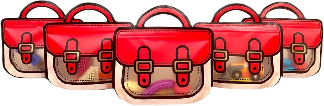 Trendybag Red and Blue Top-handle Party Goodie bags, Grip n Seal gift bags with Stand-up bottom, Birthday Bags, 20 Pcs (Small, Red) (1 Count (Pack of 20), Red-Small)