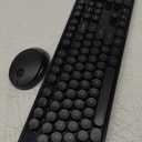 Wireless Keyboard and Mouse Combo, Ergonomic Full Size Typewriter Retro Round Keycaps Keyboard, Compatible with Windows, PC, Perfer for Home and Office Keyboards (Black