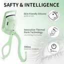 Heated Eyelash Curler, Fast 5s Heat up, 24 Hours Long Lasting, Rechargeable Electric Lash Curler, Temperature Control, Safe Anti-Burn Eye Lash Curler, Quick Natural Curling Lashes (Green)