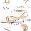 Coutgo Womens Strappy Low Kitten Heels Sandals Open Square Toe Flip Flop Summer Dress Party Shoes
