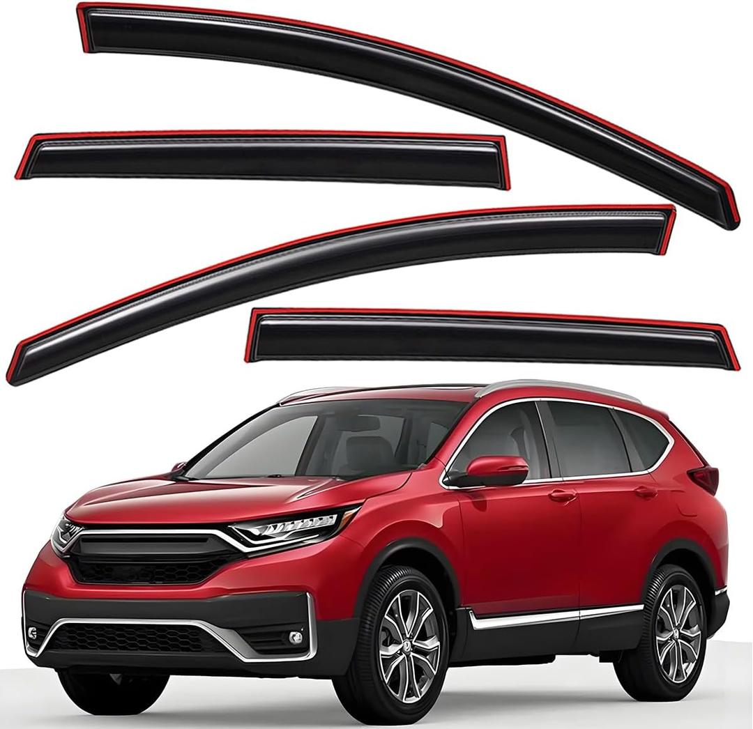 Lightronic Extra Durable Clip-on in-Channel Auto Vent Window Visor, Fits 2017-2022 Honda CR-V (CRV), UV Protection Rain Guard, Original Wind Deflector, No-Drill Easy Install, Dark Smoke, 4-Pcs