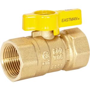 Eastman Straight Gas Brass Ball Valve, 3/4 in FIP x 3/4 in FIP, 1/4-Turn Handle, 60011B